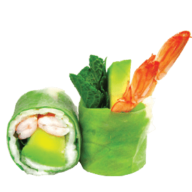 Springroll crevette avocat menthe