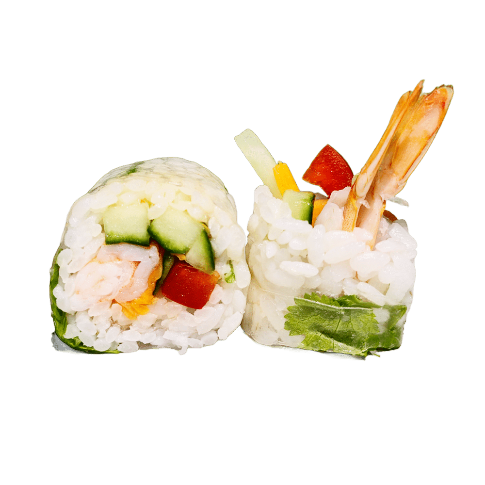 Springroll crevette coriandre légumes sauce geisha