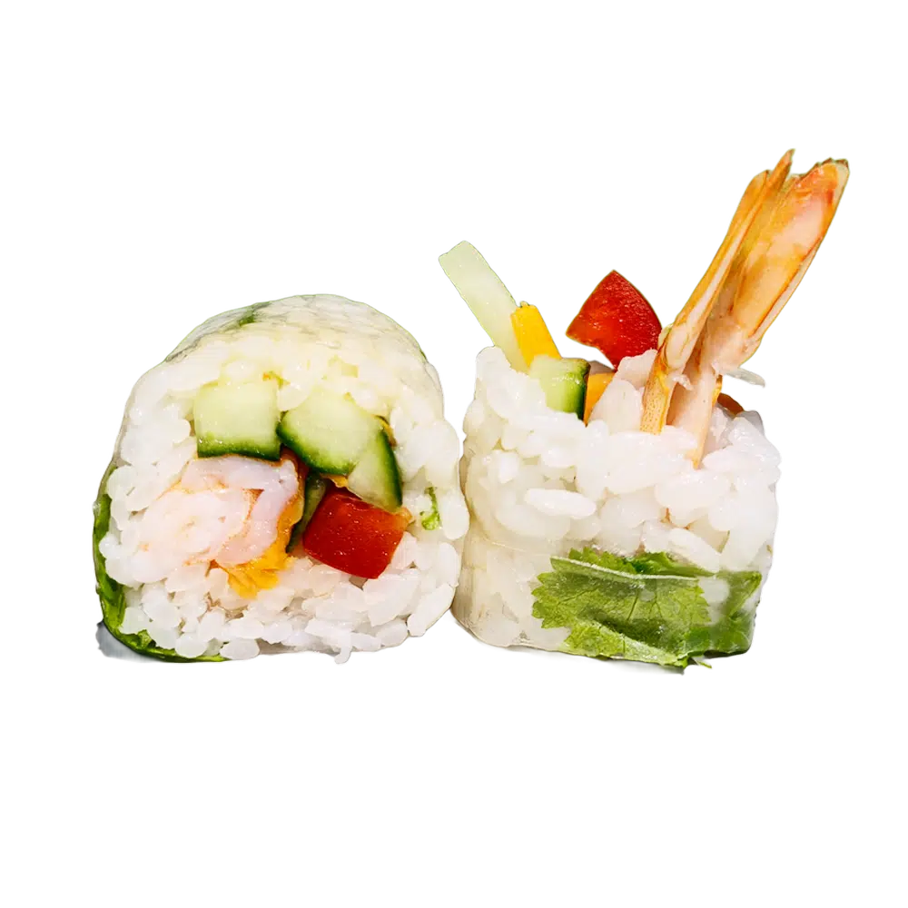 Springroll crevette coriandre légumes sauce geisha